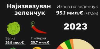 Извозот на зеленчук надмина рекордни 95 милиони евра во 2023 година