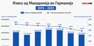 Кризата во германската автомобилска индустрија го намали уделот на Германија во македонскиот извоз од 48,6% на 36,2%